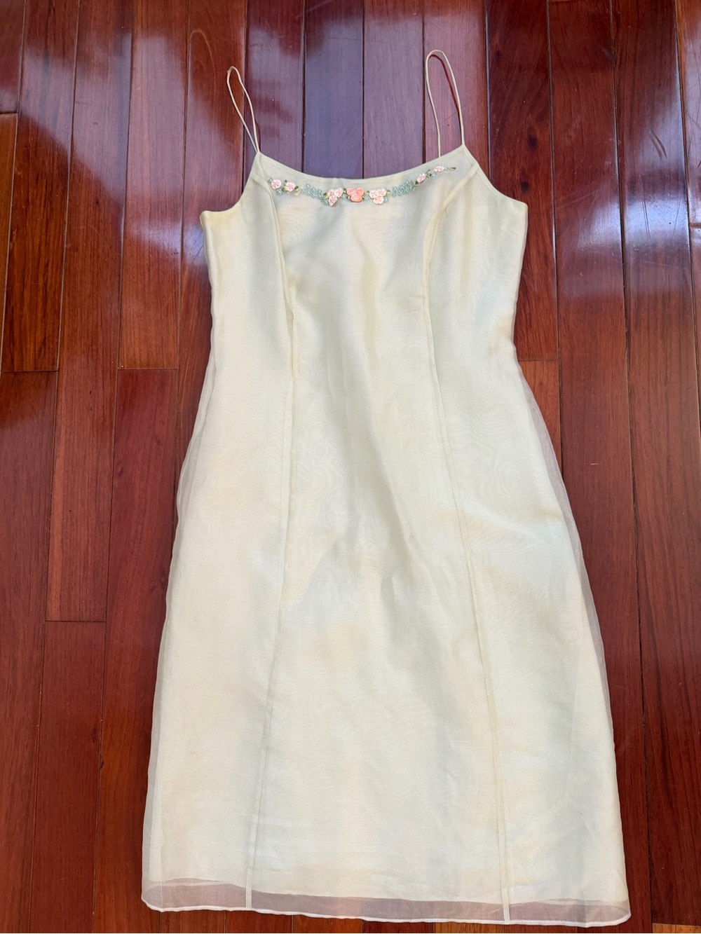 Vintage Ann Taylor Silk Dress With Floral Trim